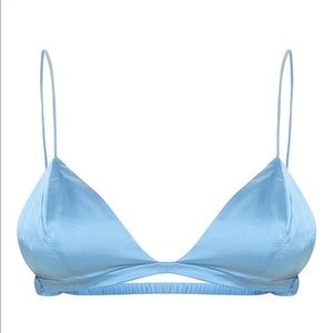 Blue satin bralette top